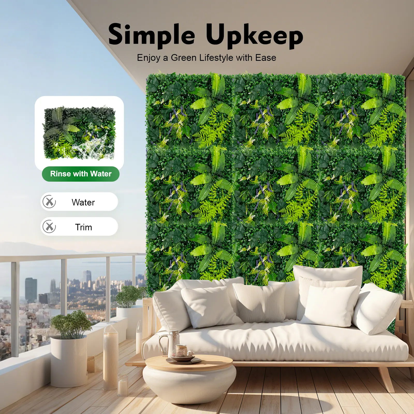 6Pcs Plastic Rectangle 3D PVC Faux Lavender Artificial Greenery Wall Panels - UV-Resistant, Maintenance-Free - Indoor/Outdoor Window Decor Backdrop