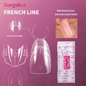 Sandwich Dual Forms, Matte French Line F1 Molds, Easy DIY Gel Extension Kit, 14 Sizes 280Pcs