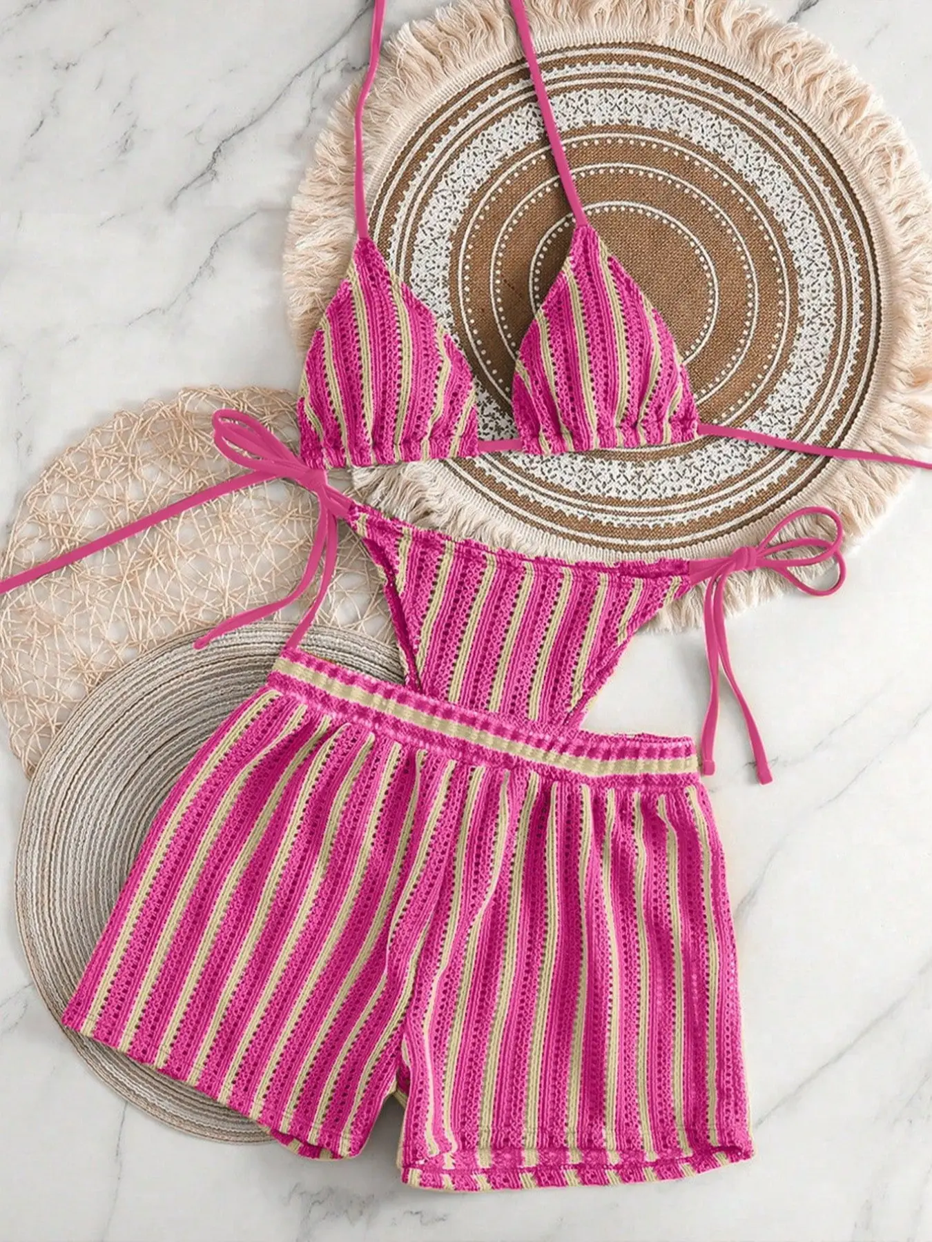 Women's Mesh Bikini Set, Tankini with Shorts, Adjustable Straps, Comfortable & Stylish Swimwear, Tankini Swimsuits, Tankini Sets, Beach Bathing Suit, Perfect for Beach Days, Multiple Colors Available