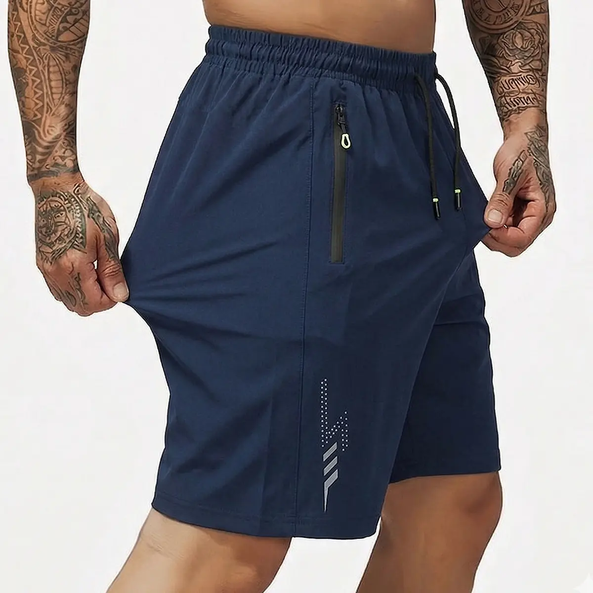 Men's Fitted Lightning Graphic Athleisure Shorts - Lightweight, Sweat-Wicking Quick-Dry Fabric with Pockets for Gym, Running, Hiking