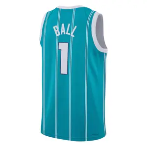 Ball #1 Teal Guard Swingman Basketball Jersey 2026 full logo – Icon Edition - Retro Striped Pro Style Hoop Fan Shirt