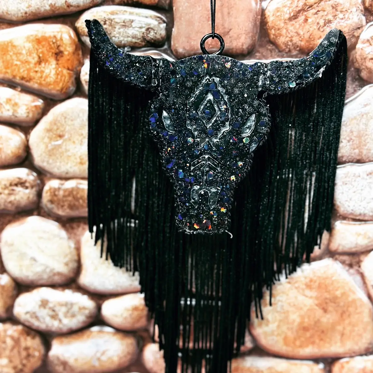 Fringe bullskull car freshie