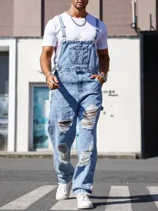 Men's Faded Distressed Denim Overalls – Loose Fit & Comfortable for Casual Outings men's sweatsuit set shop tiktok store men christmas gifts tiktok shop deals dad gift winter work clothes men boyfriend gifts vacation outfits winter outfits