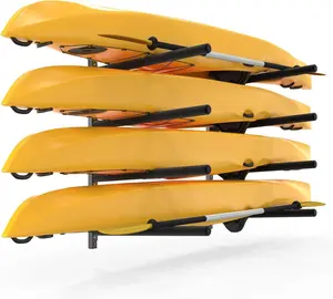 Bonnlo Kayak Storage Rack, Adjustable Heavy Duty Kayak Rack for Kayaks Paddle Boards, Kayak Paddle Holder for Garage, Spacesaver, Gentle on Padding, Boat Organizer