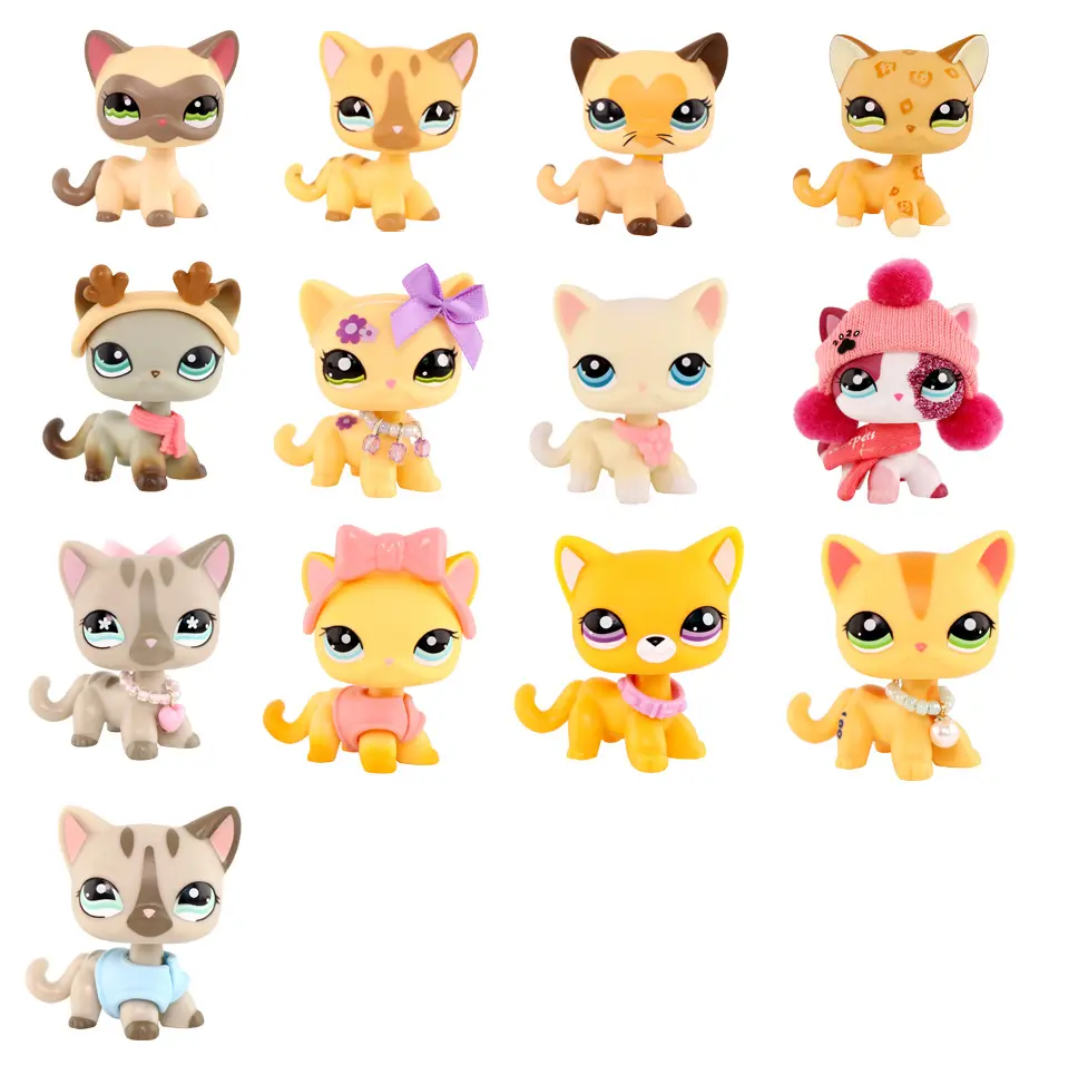 Siamese Cat Figurine Toy with Acessories - Collectible Kitty Figure, Mini Pet Playset Accessory, Cat Cake Topper, Cute Animal Gift for Kids Ages 3+