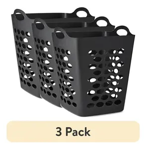 3 pack Flexible Black Laundry Hamper, 20"