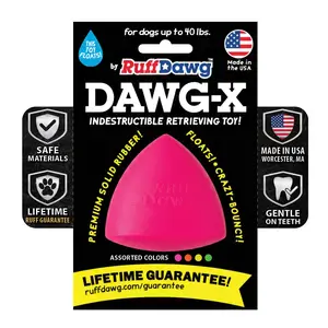 Ruff Dawg Dawg-X Indestructible Dog Toy, Made in the USA, Solid Rubber, Lifetime Guarantee Durable Chew