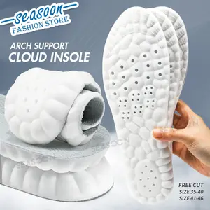 2 Pairs Cloud Shape Elastic Shoe Insoles for Men and Women Light Shock Absorption Sport Shoes Pad Insert