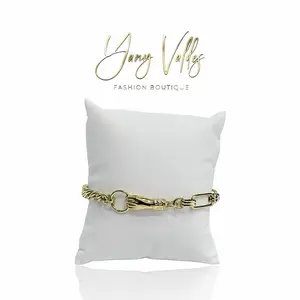Cuban link bracelet with hand detail gold tone 7 inches adjustable