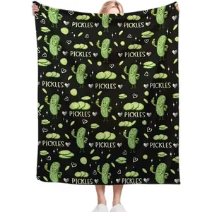Pickle Blanket for Pickles Lover Funny Pickle Gift for Girl Boys Women Super Soft Flannel Blanket for Sofa Couch Bed Camping Travel - Plush Warm Home Decor for All Seasons, 40"x50"for Kids/Baby, Printed on One Side with a Plain White Back, Halloween Thank