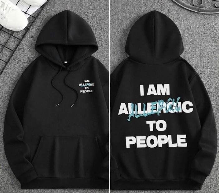 Women’s Crew Neck Pullover Hoodie – Letter Graphic Front, Fleece Fabric, Foldable Hang, All-Season Comfort, Street Casual Stylish Top