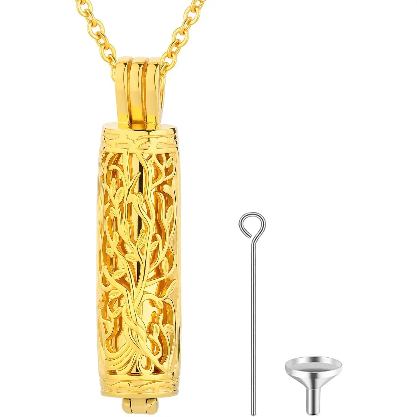 Cylinder Cremation  Tree of Life Urn Ashes Necklace for Women Men Vial Urn Necklaces for Ashes Loved One Memorial  with Mini Keepsake Urn Memorial Ash