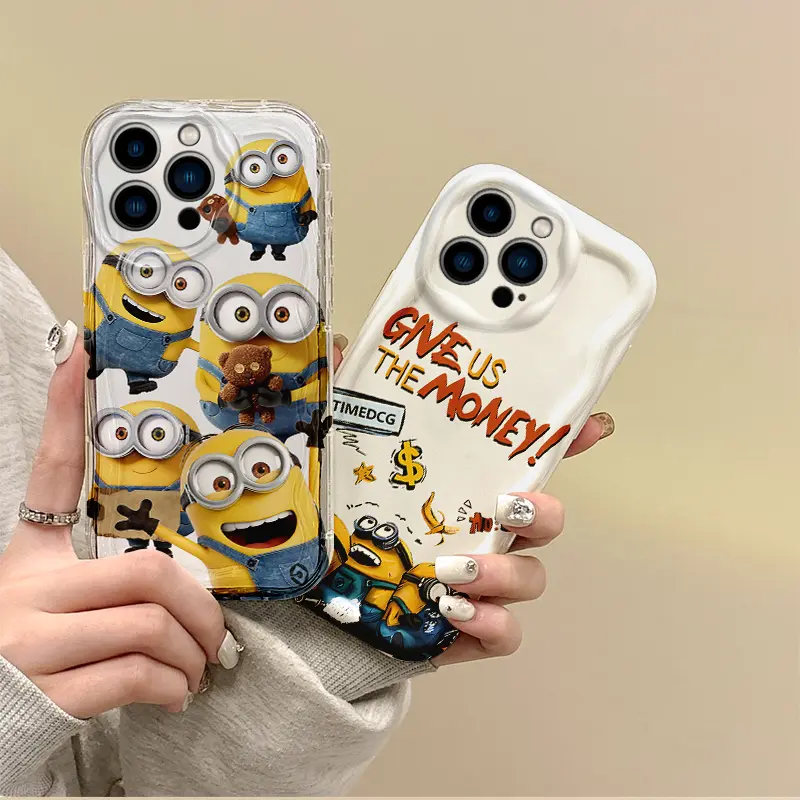 Cute M-Minions Cartoon iPhone16 Case Wave Phone Case for iPhone 17 Air 17 16 15 14 ProMax 13 12 11 8 7 Plus X XR XS Max TPU Silicone Cover, Accessories, Smartphone, Cellphone, Casing