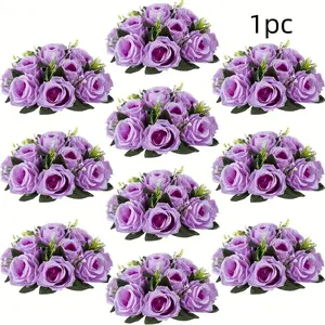 Hot-selling light purple Morandi imitation rose bouquet, minimalist light luxury table decoration flowers, wedding/ brunch atmosphere floral ornaments