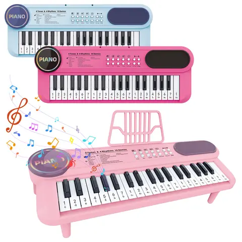 Toddler Piano for Girls, 37-Key Portable Electronic Learning Keyboard with Microphone, Music Stand, Stickers, Recording, Playback, 10 Songs, First Music Enlightenment Birthday Gift for Ages 1-4