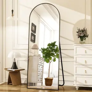 BEAUTYPEAK 71"x 26" Oversized Full Length Mirror Arch Standing Floor Mirror Full Body Mirror, Black