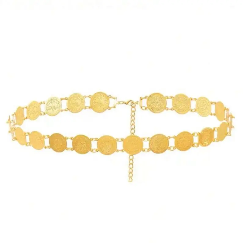 Gold Coin Belt - Simple Design as Described, Featuring a Unique Coin Pattern and Chain Link Structure