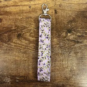 Lilac Lavender Floral Fabric Keychain Wristlet