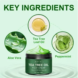 Tea Tree Oil Foot Cream, Foot care cream with Vitamin E, Aloe Vera and Peppermint 50g - Enriched with moisturizing ingredients, tea tree oil and phytosterols - for cracked heels and rough feet