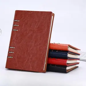 A5/B5 Six Hole Business Loose Leaf Notebook, 1 Count PU Leather Cover Notebook, Office Stationery & Supplies for Home School Office