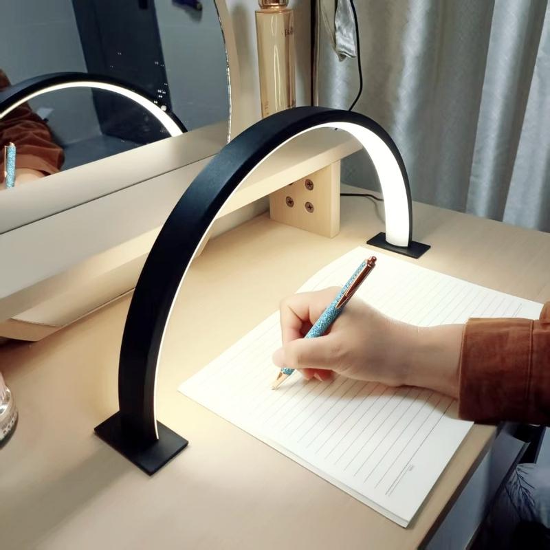 1pc Nordic Style Half-Moon LED Reading Lamp, 3 Color Adjustable Dimmable, Eye-Care Soft Light, USB Powered Plug-And-Play, for Reading Office Manicure Bedroom, Desk Lamp