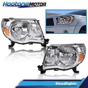 CROSSDESIGN Chrome Housing Headlights HeadLamps Fit For 2005-2011 Toyota Tacoma Left & Right