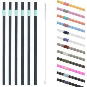 YOUMIIReplacement Straws Compatible with  24oz Tumbler, with 1 Brush,Pack of 6 (Fog-blue)