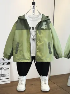 Boy's Cartoon Dinosaur Print Hooded Jacket Casual Long Sleeve Outerwear for Daily Wear All Seasons Kids Clothing