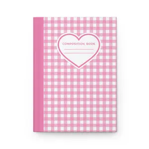 COMPOSITION BOOK Pink and White Plaid, Vintage Doll Dress inspired Design Journal