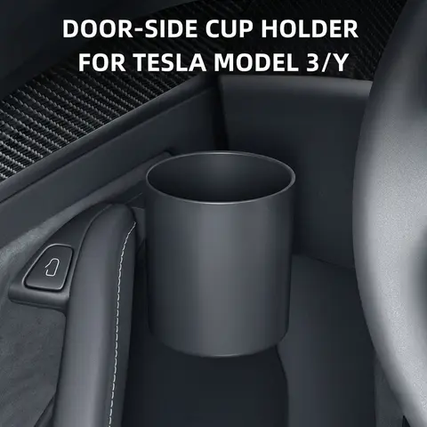 Door Pocket Cup Holder Insert for Tesla Model 3 & Model Y Accessories, Damage-Free Water Bottle Cup Mount, 3.7" Deep Large Capacity Door Panel Organizer, Secure Driver Passenger Side Storage Box Fathers Day Gift
