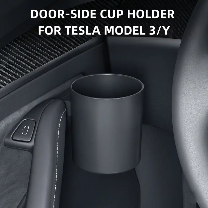 Door Pocket Cup Holder Insert for Tesla Model 3 & Model Y Accessories, Damage-Free Water Bottle Cup Mount, 3.7" Deep Large Capacity Door Panel Organizer, Secure Driver Passenger Side Storage Box Fathers Day Gift