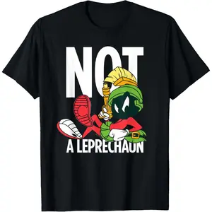Men's Graphic Top Short Sleeve Looney Tunes Marvin the Martian Not a Leprechaun T-Shirt
