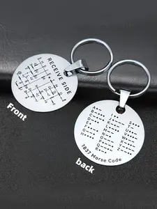 Double-Sided Stainless Steel Morse Code Keychain - Educational Tag with Letters & Numbers, Ideal for Radio Enthusiasts & Novice Radio Operators, Perfect Gift for Amateur Radio Lovers, Amateur Radio Accessory|Sleek Morse Code Design|Durable Keychain