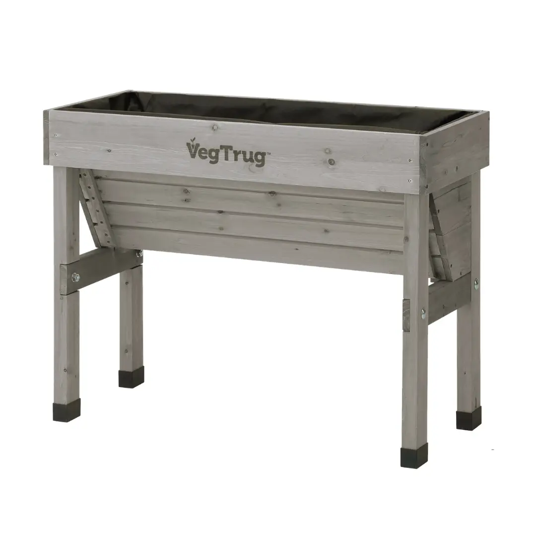 VegTrug Wall Hugger Cedar Wood Raised Garden Planter, Grey Wash, Small 1m