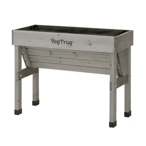 VegTrug Wall Hugger Cedar Wood Raised Garden Planter, Grey Wash, Small 1m