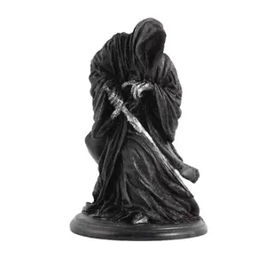 Gothic Resin Death Figure, Nordic Style Dark Ornament, Handmade Shadow Statue, Robe and Sword, Classic Dark Symbol