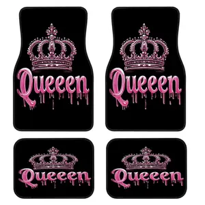 4-Piece Queen Crown Car Floor Mats Set, Truck Floor Mats, Universal Fit for All Vehicles, Stylish Interior Decor, Easy Clean, Best Comfort and Protection