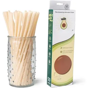 Straws -  Biodegradable & Compostable, Made From  Pits - 50 Count