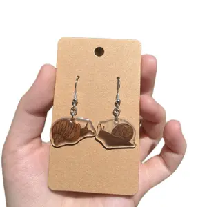 Brown Land Snails Handmade Shrinky Dink Drop Dangle Earrings fashion handmade