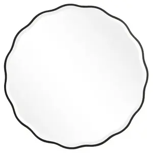 Aneta Black Round Mirror