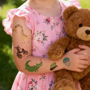 Children's Cartoon Animal Tattoo Stickers Space Adventure Series Safe and Environmentally Friendly Outdoor Activity Party Decoration Waterproof