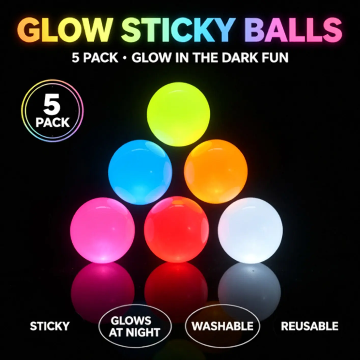 Large Size Sticky Wall Ceiling Stress Relief Squeeze Ball, Glow in The Dark, Adult Fidget Toy, Christmas Gift, Party Favor, Squishy Sticky Ball, Random Color