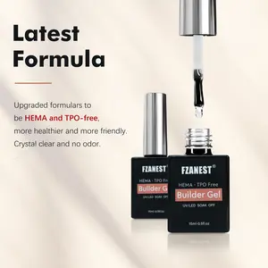 FZANEST Hema-free Builder Gel Nails, 15ML Low Heat Clear Hard Gel Nail Extension Strengthener Gel Builder in a Bottle.Manicure Cosmetic false nail