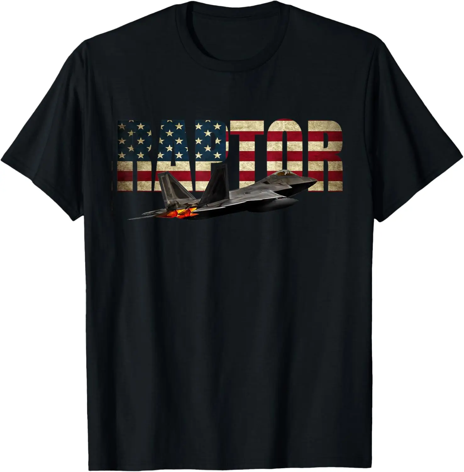 Women's Graphic T-Shirt, Vintage F-22 Raptor Pilot Print with Distressed US Flag, 100% Cotton Casual Everyday Streetwear