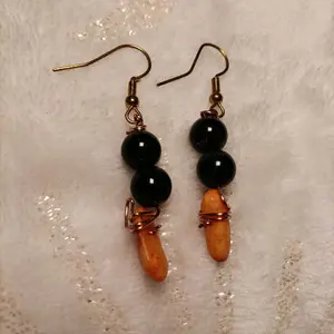 Black and Orange Dangle Earrings