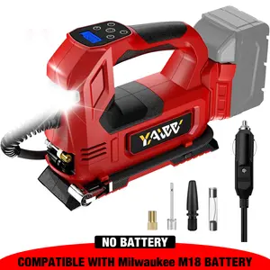Cordless Tire Inflator Air Compressor for Milwaukee M18 Battery, 160PSI Portable LED Light Handheld Air Pump with Digital Pressure Gauge for Cars Motorcycles Bikes Sport Balls(Battery Not Included) cartire inflator carinflator