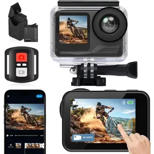Action Camera 4K 60FPS 20MP, Underwater with EIS,5XZoom,App Support Video&Photo Editing, Camera WiFi Remote Control for Cycling, Swimming, and Diving