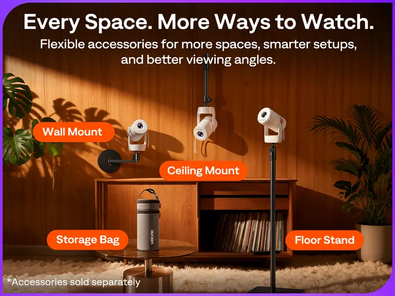 Wall mount, ceiling mount, floor stand and bag sold separately