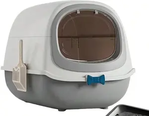 Fully Enclosed Cat Litter Box – Large Odor-Control Kitty Toilet with Flip Lid, Scoop & Anti-Tracking Pedal, Easy-to-Clean Removable Design (Litter box52*39 * 40(cm),Grey)