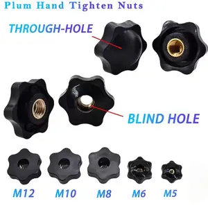 4 Counts Star Head Thumb Screw Knob, High-Quality Brass Core & Plastic Handle, Ergonomic Anti-Slip Design for M5-M12 Bolts, Durable Tool Accessory